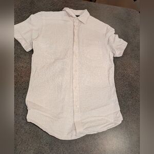 Banana Republic Shirt Mens Small Short Sleeve Linen Slim Fit Plaid Light Purple